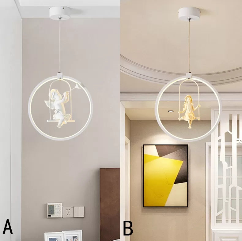 Resin Angel Acrylic Pendant Light Dining Room Modern Pendant Lamp in White