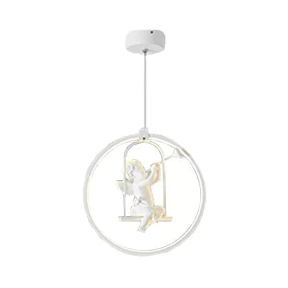 Resin Angel Acrylic Pendant Light Dining Room Modern Pendant Lamp in White