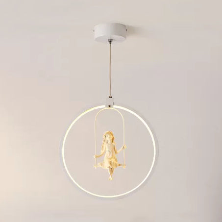 Resin Angel Acrylic Pendant Light Dining Room Modern Pendant Lamp in White