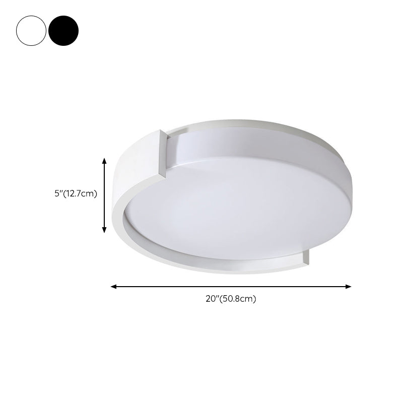 Contemporary White/Black Single Flush Mount Lighting LED Ceiling Light