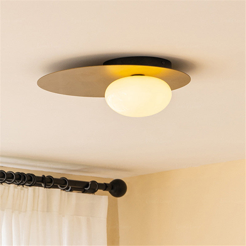 Contemporary Flush Mount Lighting Black/Golden Metal Ceiling Light for Home