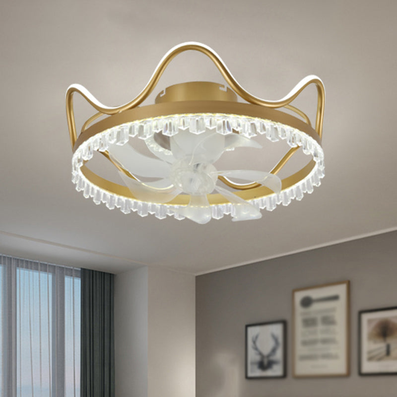 7-Blade Ceiling Fan Modernism LED Golden Fan with Light for Home