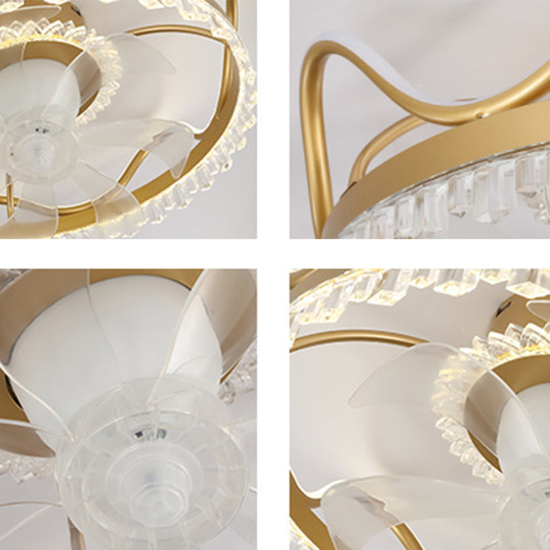 7-Blade Ceiling Fan Modernism LED Golden Fan with Light for Home