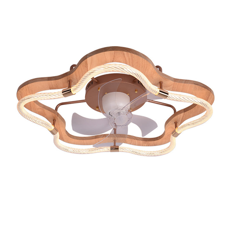 5-Blade Ceiling Fan Modernism Wood LED Fan with Light for Bedroom