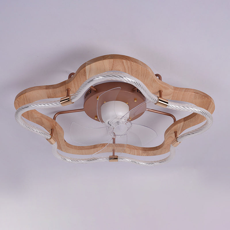 5-Blade Ceiling Fan Modernism Wood LED Fan with Light for Bedroom