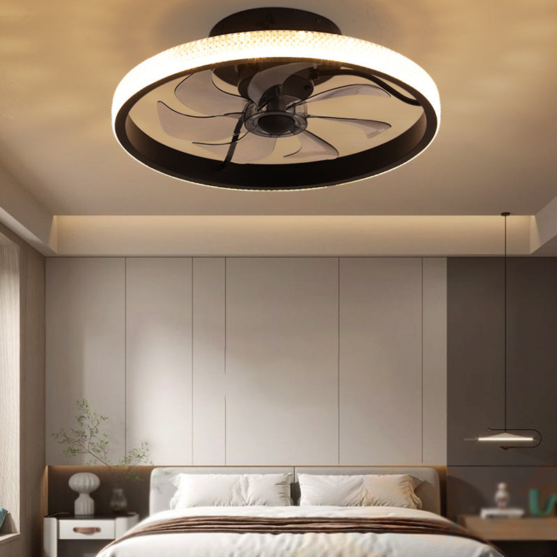 7-Blade Contemporary Ceiling Fan White/Black LED Fan with Light for Foyer