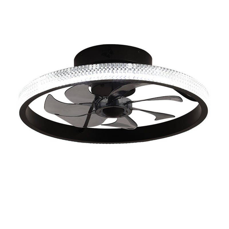 7-Blade Contemporary Ceiling Fan White/Black LED Fan with Light for Foyer