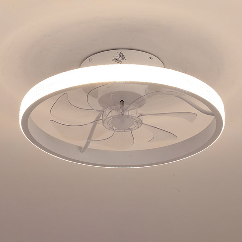 7-Blade Contemporary Ceiling Fan White/Black LED Fan with Light for Foyer