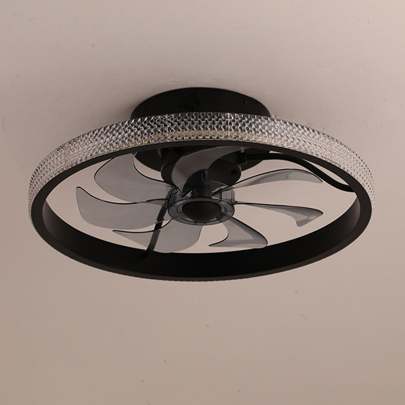 7-Blade Contemporary Ceiling Fan White/Black LED Fan with Light for Foyer