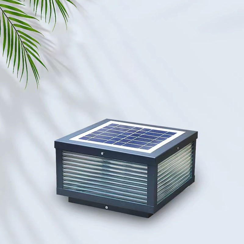 Modern Simple Aluminum Outdoor Light Square Shape Solar Energy Pillar Lamp for Outdoor