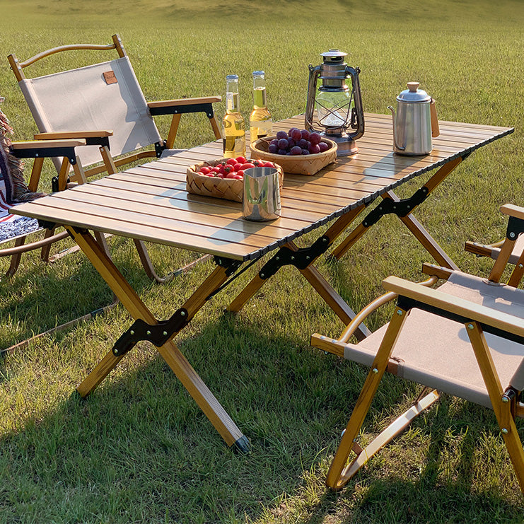 Rustic Patio Table Metal Foldable Rectangle Camping Table for Outdoor