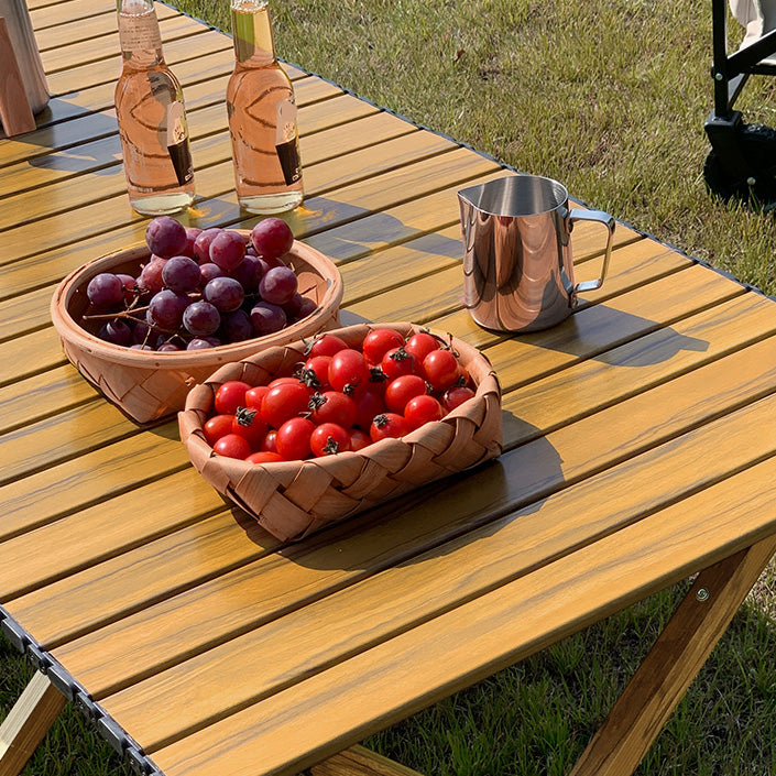 Rustic Patio Table Metal Foldable Rectangle Camping Table for Outdoor