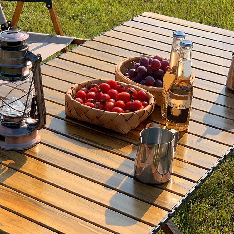 Rustic Patio Table Metal Foldable Rectangle Camping Table for Outdoor