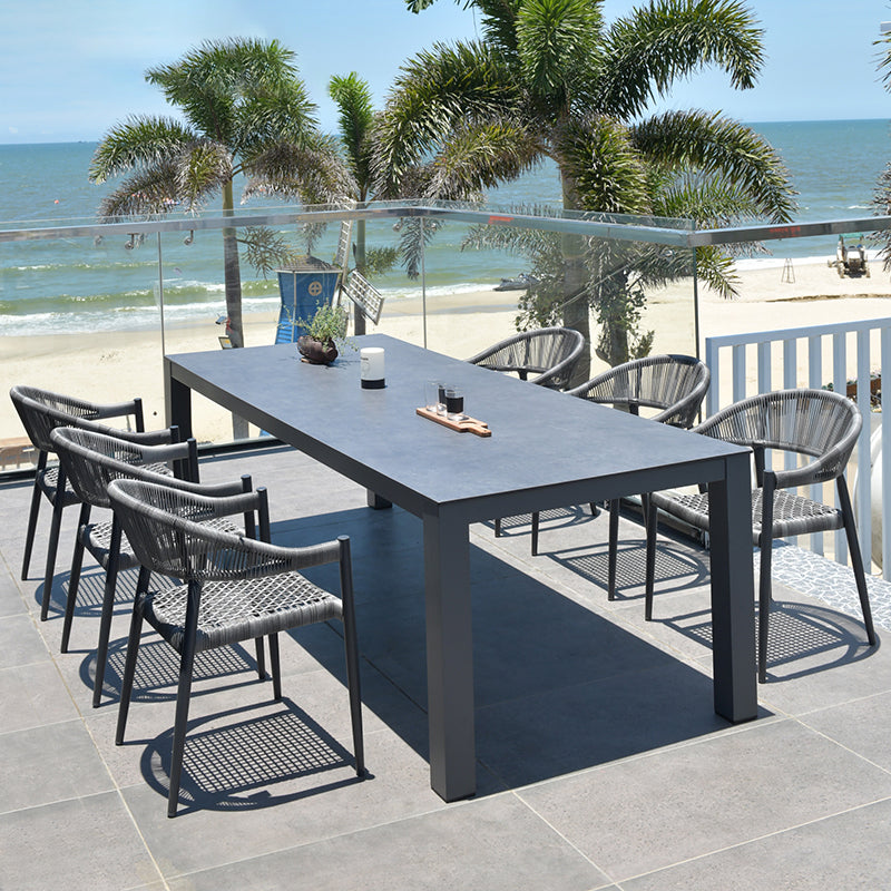 Gray Metal Industrial Dining Table Water Resistant Dining Table