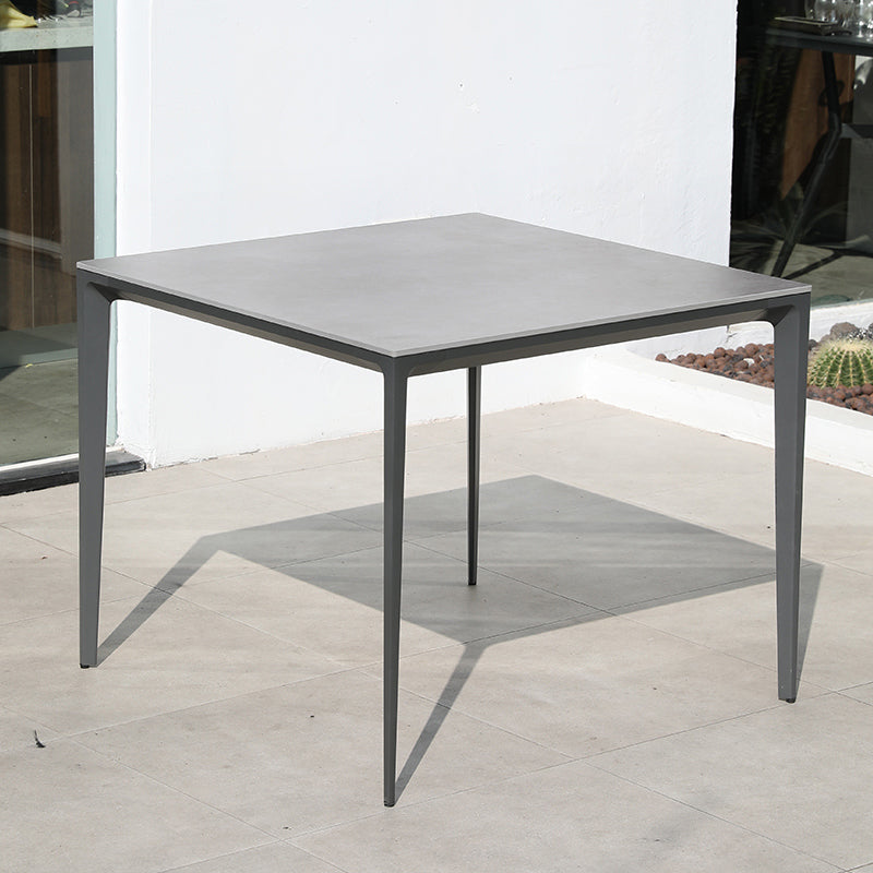Metal Industrial Dining Table Gray Water Resistant Patio Table