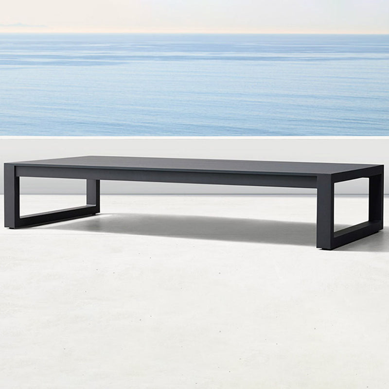 Contemporary Patio Table Rectangle Aluminum Black Coffee Table