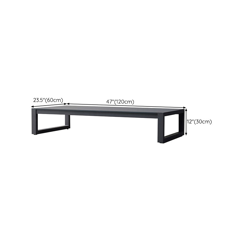 Contemporary Patio Table Rectangle Aluminum Black Coffee Table