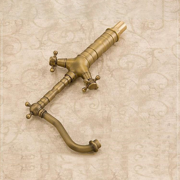 Glam Basin Lavatory Faucet Brass 2 Cross Handles with Water Hose  Bathroom Faucet