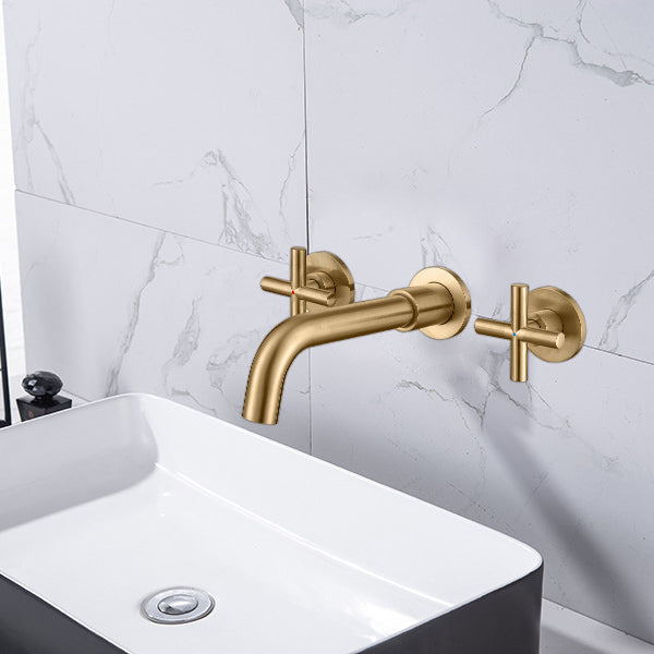 Modern Wall Mounted Sink Faucet Cross Handles Wall Mounted Faucets