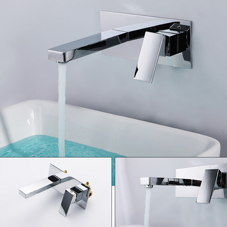 Contemporary Metal Sink Faucet Copper Wall Mounted Bathroom Faucet