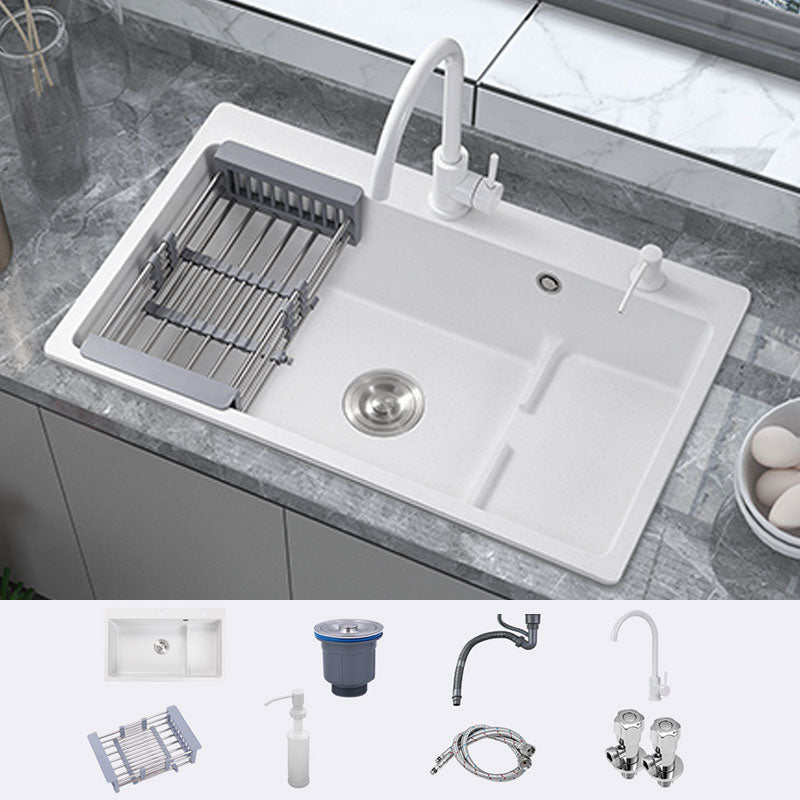 Contemporary Style Kitchen Sink Quartz Kitchen Sink in White