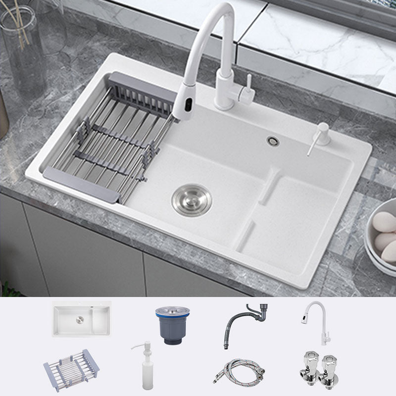 Contemporary Style Kitchen Sink Quartz Kitchen Sink in White