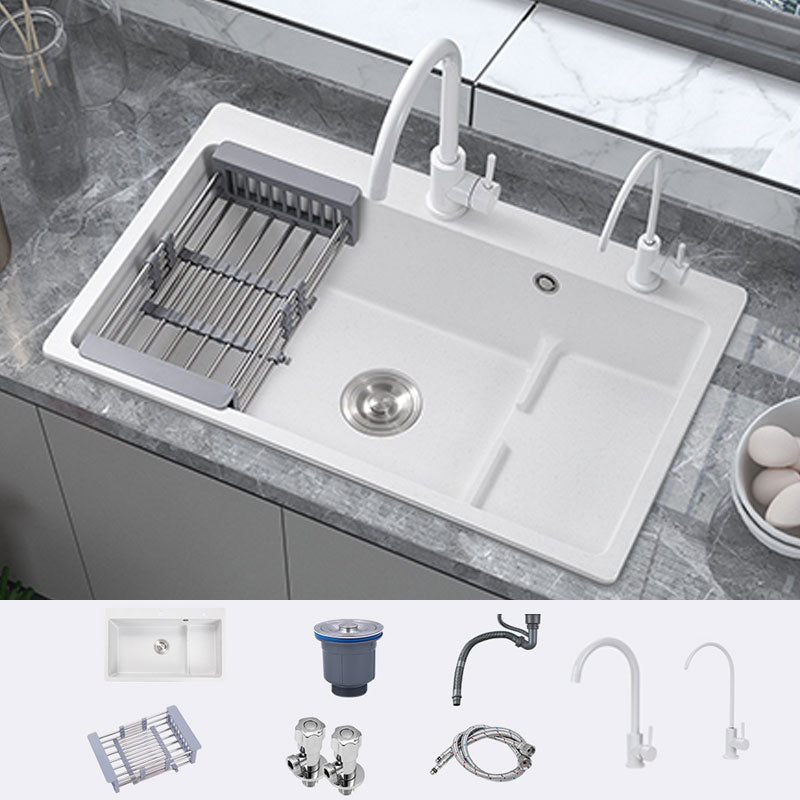 Contemporary Style Kitchen Sink Quartz Kitchen Sink in White