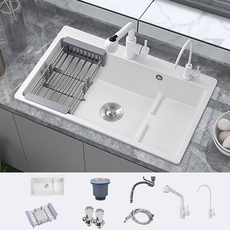 Contemporary Style Kitchen Sink Quartz Kitchen Sink in White