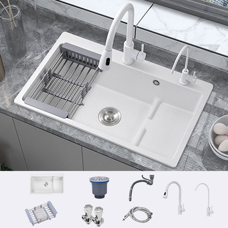 Contemporary Style Kitchen Sink Quartz Kitchen Sink in White