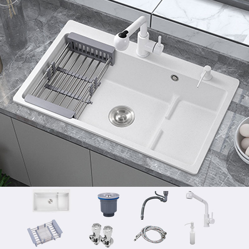 Contemporary Style Kitchen Sink Quartz Kitchen Sink in White