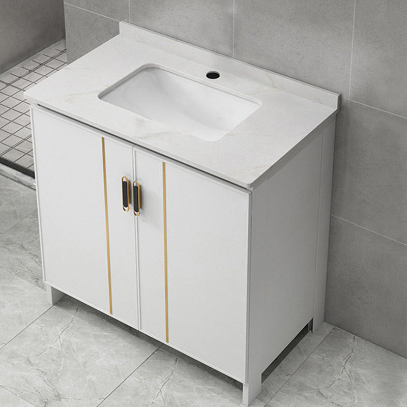 Gorgeous Freestanding Sink Cabinet Mirror Cabinet Bathroom Vanity Set in White