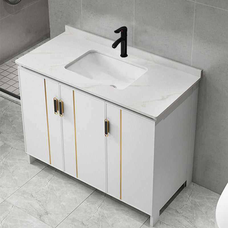 Gorgeous Freestanding Sink Cabinet Mirror Cabinet Bathroom Vanity Set in White