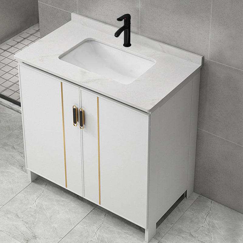 Gorgeous Freestanding Sink Cabinet Mirror Cabinet Bathroom Vanity Set in White