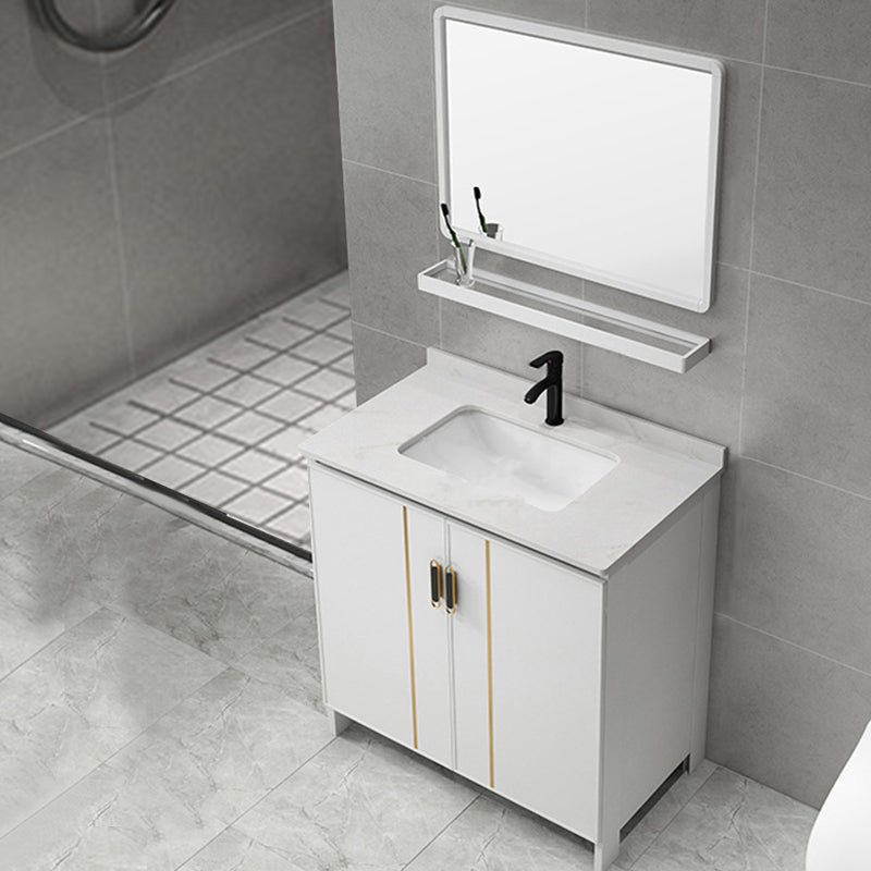 Gorgeous Freestanding Sink Cabinet Mirror Cabinet Bathroom Vanity Set in White