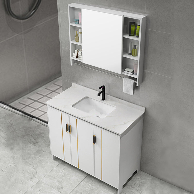 Gorgeous Freestanding Sink Cabinet Mirror Cabinet Bathroom Vanity Set in White