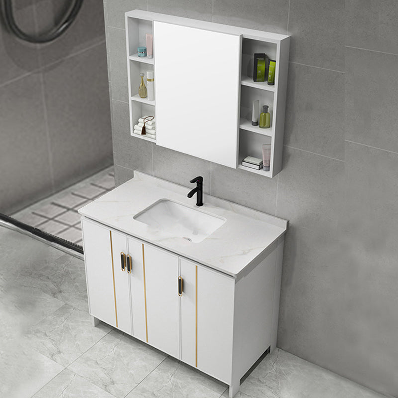 Gorgeous Freestanding Sink Cabinet Mirror Cabinet Bathroom Vanity Set in White