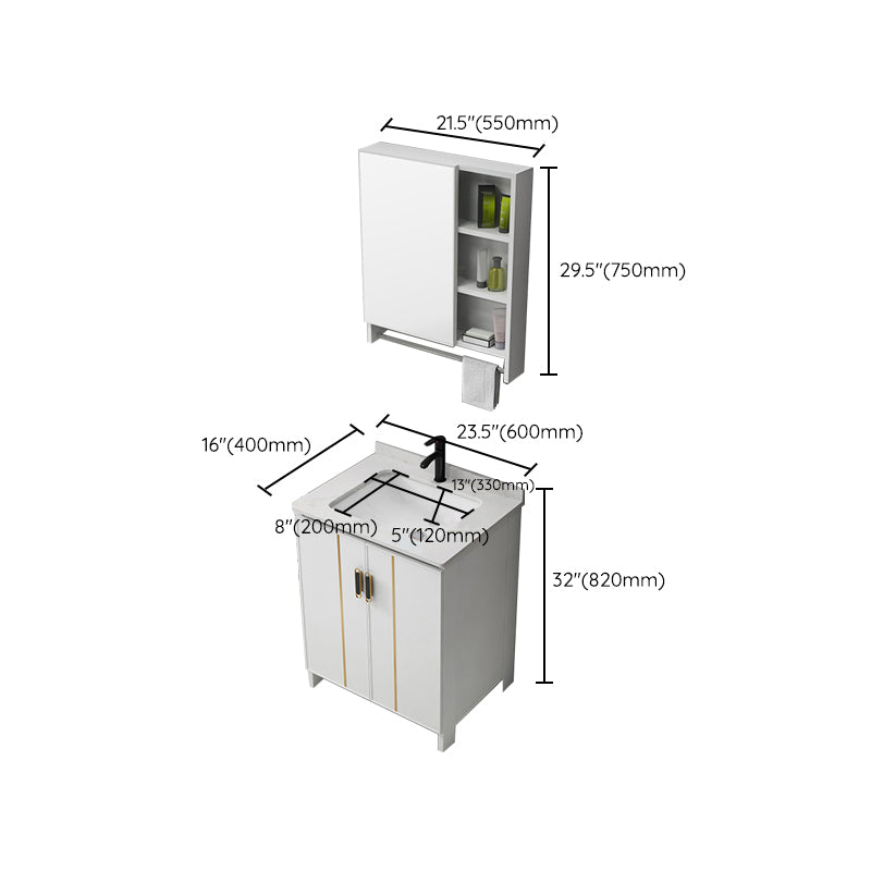 Gorgeous Freestanding Sink Cabinet Mirror Cabinet Bathroom Vanity Set in White