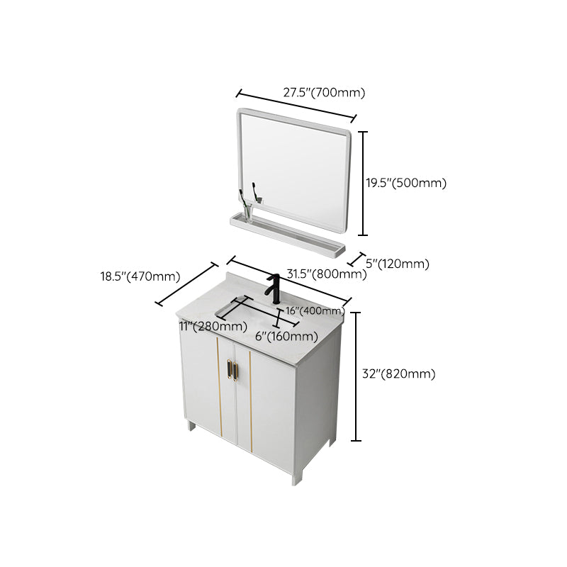 Gorgeous Freestanding Sink Cabinet Mirror Cabinet Bathroom Vanity Set in White