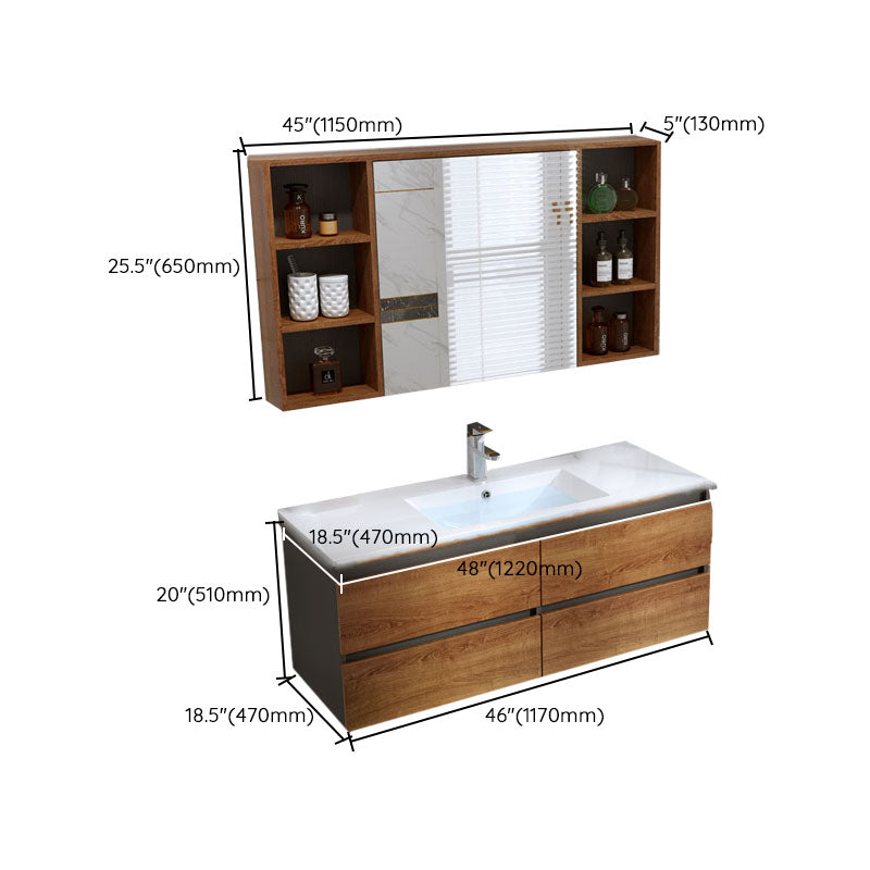 Traditional Sink Vanity Wooden Vanity Cabinet with Mirror Cabinet