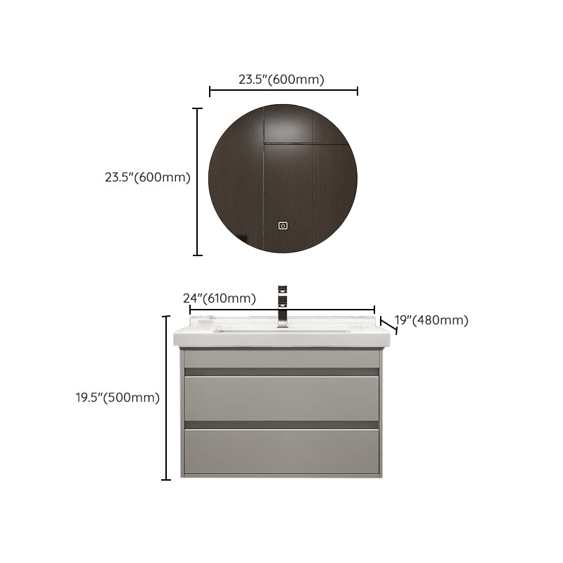 Classical Wall-Mounted Vanity Sink Solid Color Bathroom Vanity Cabinet with Mirror Cabinet