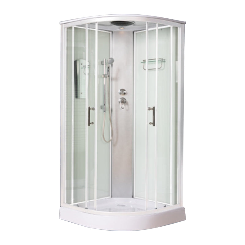 Contemporary Shower Kit Clear Tempered Framed Arc Shape Shower Stall