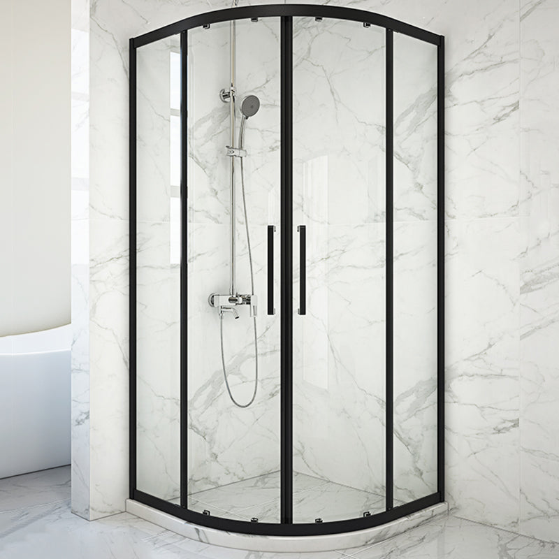 Modern Shower Stall Tempered Glass Rounded Double Sliding Clear Corner Shower Enclosure