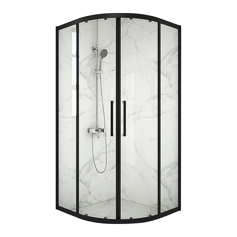 Modern Shower Stall Tempered Glass Rounded Double Sliding Clear Corner Shower Enclosure