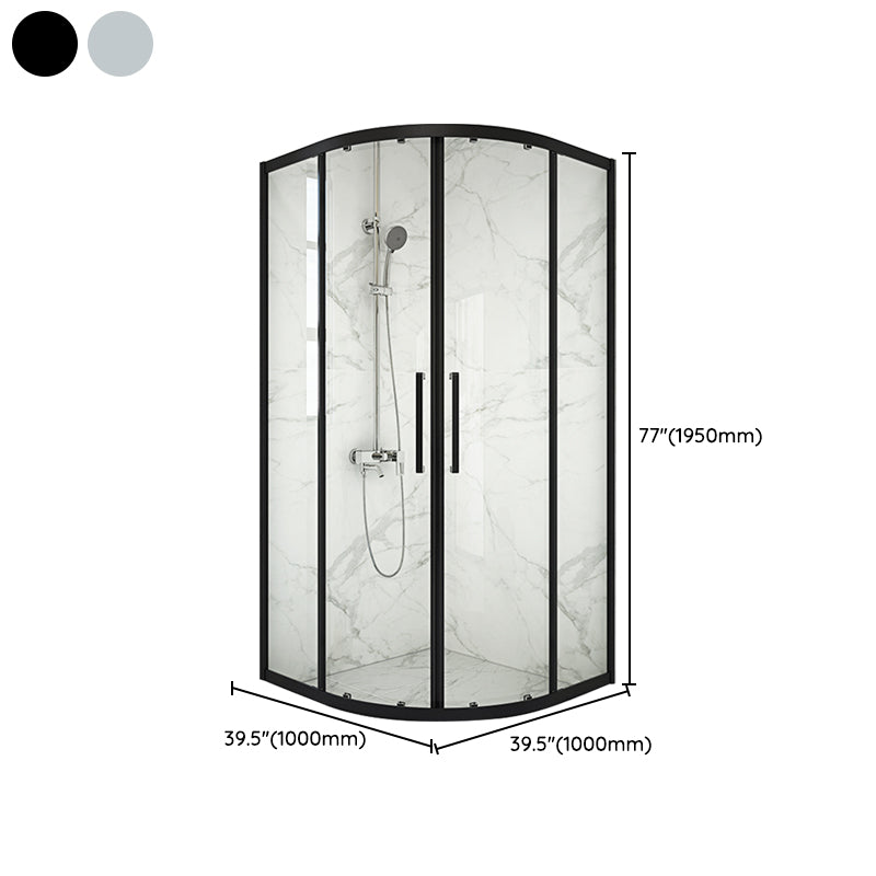 Modern Shower Stall Tempered Glass Rounded Double Sliding Clear Corner Shower Enclosure