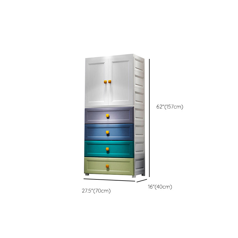 Rectangle Kid's Airmoire Bedroom Plastic Youth Armoire with Doors