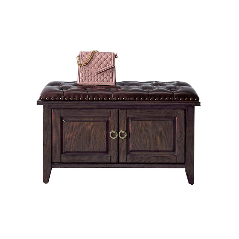 Solid Wood Entryway Bench Traditional Seating Bench with Upholstered