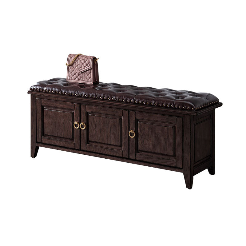 Solid Wood Entryway Bench Traditional Seating Bench with Upholstered