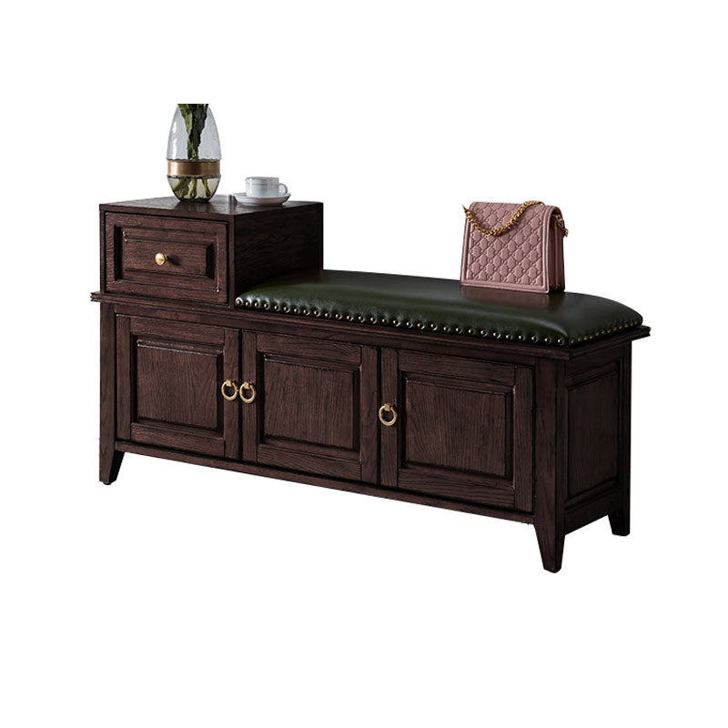 Solid Wood Entryway Bench Traditional Seating Bench with Upholstered