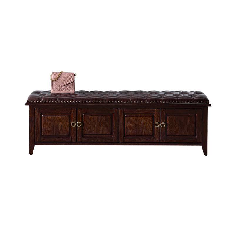 Solid Wood Entryway Bench Traditional Seating Bench with Upholstered