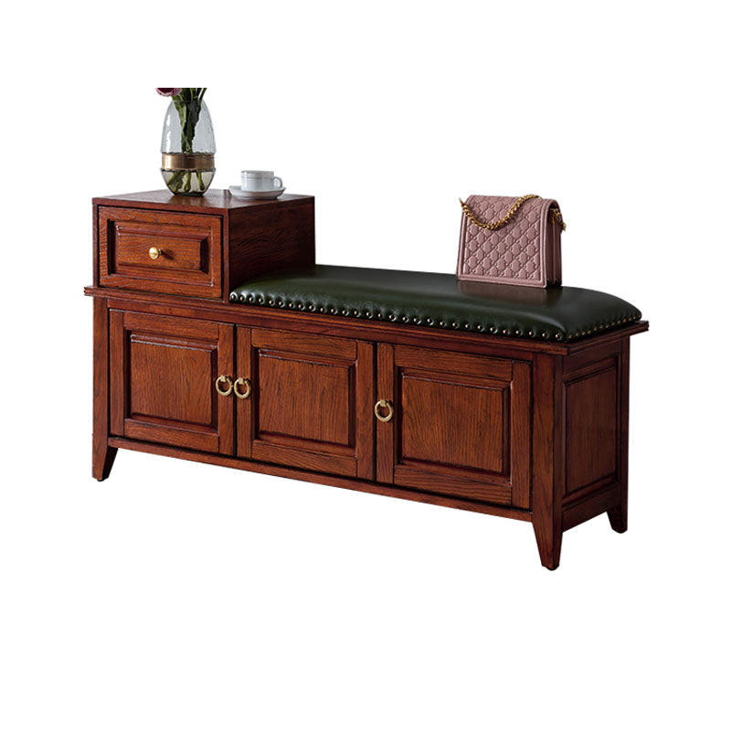 Solid Wood Entryway Bench Traditional Seating Bench with Upholstered